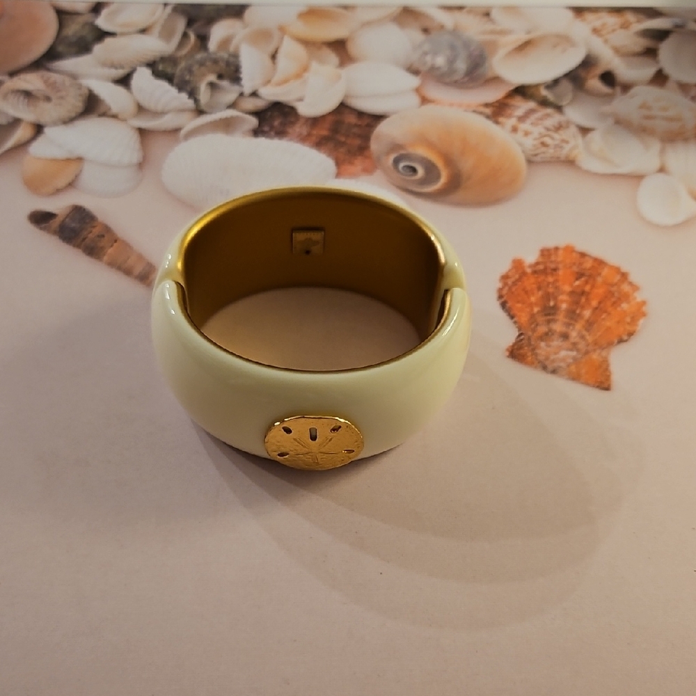 Gold and Cream Bangle Bracelet